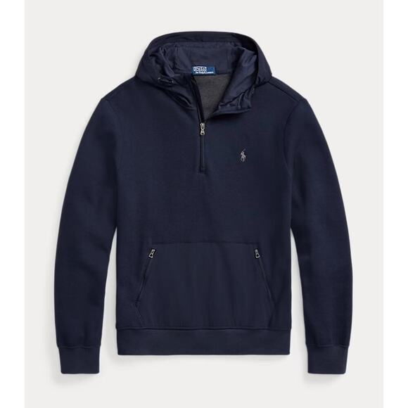 Ralph Lauren Hybrid Quarter-Zip Hoodie Navy - Picture 2 of 5